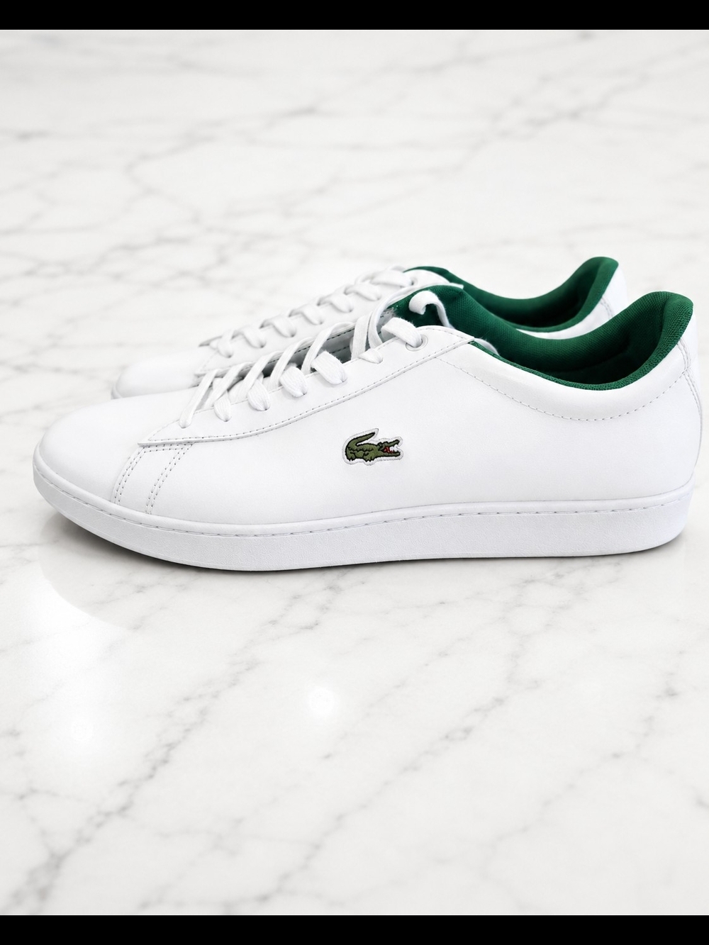 Lacoste White Low-Top Sneakers with Green Trim